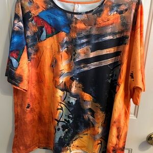Women’s Vibrant Orange and Black Short Sleeve Tee